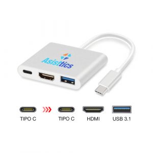 Adaptador Tipo C A HDMI HUB 3 En 1 Convertidor Tipo-C USB 3.1